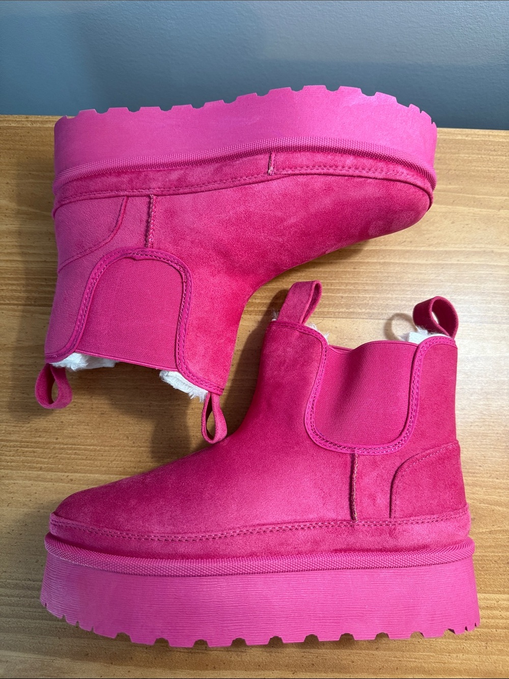 Hot Pink Platform Suede Boots